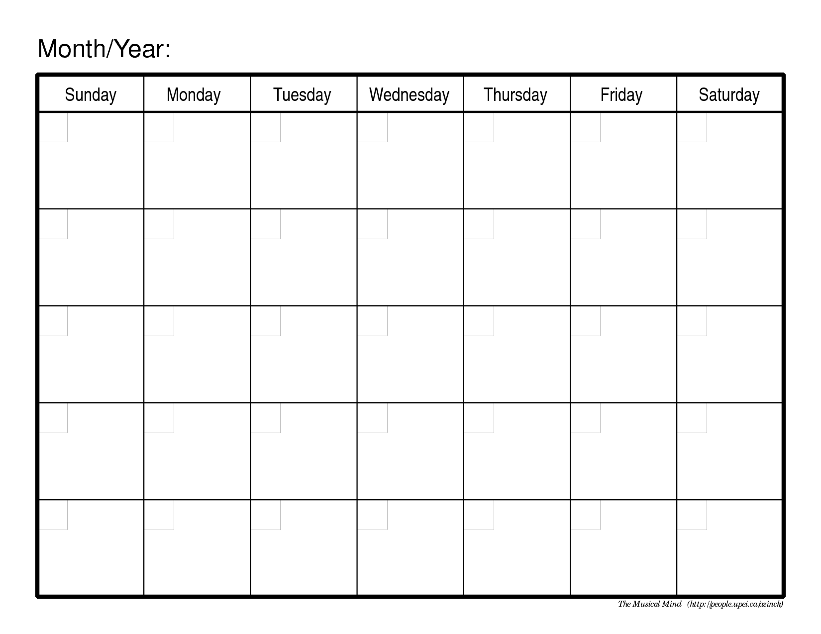 2018 Printable Monthly Calendar