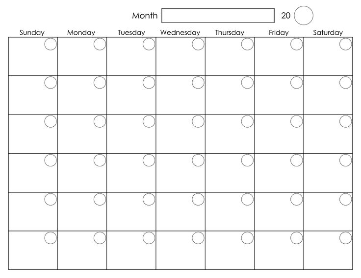 Blank Monthly Calendar Template Printable