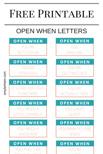 Open When Printable   | Printables and Products | Pinterest | Open 