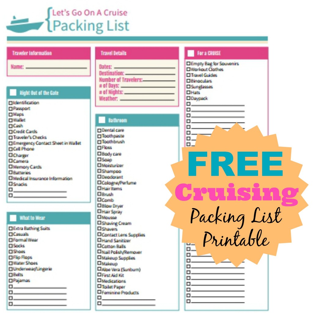 FREE Cruise Packing List Printable