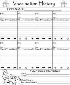 dog vaccination record template | Printable Dog Vaccination Record 