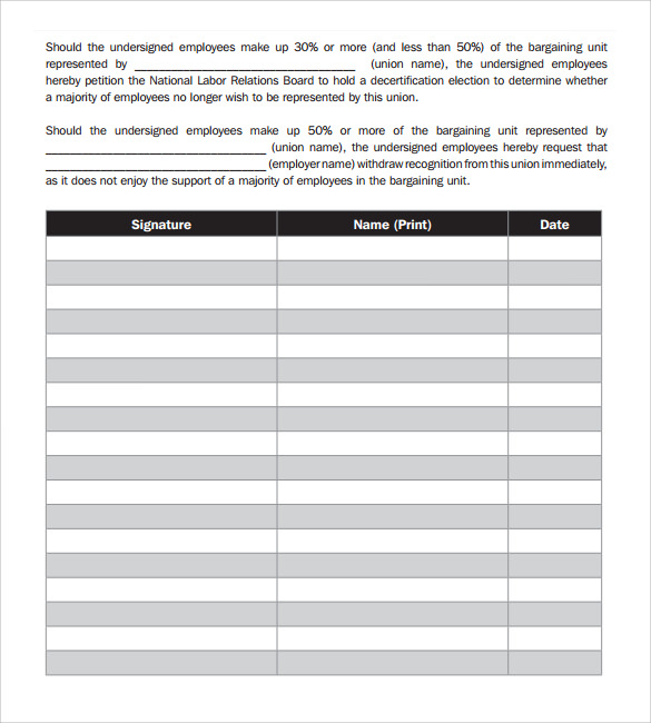 Large Print Petition Template