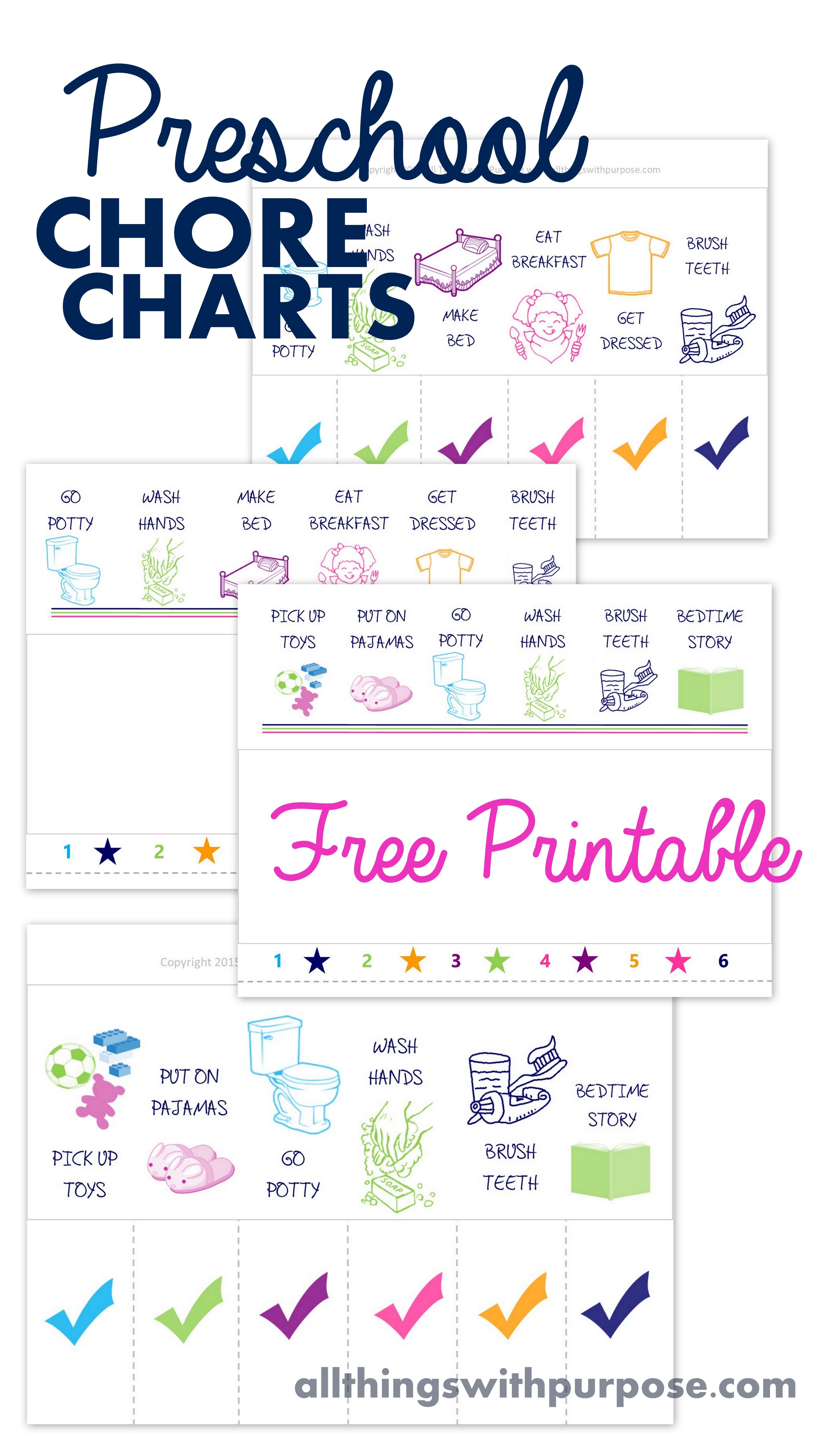 Free Printable Preschool Chore Charts | Kid stuff | Pinterest 