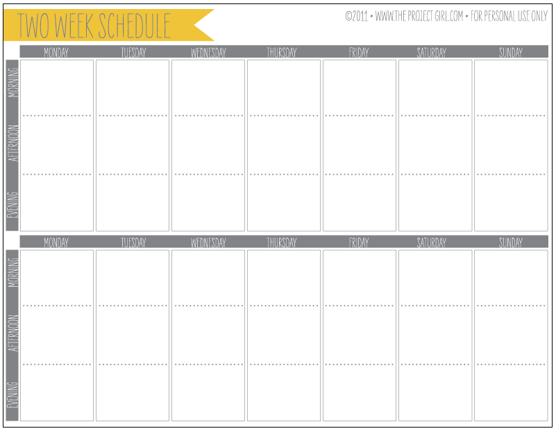 Free 2 Week Schedule Download | Jenallyson   The Project Girl 