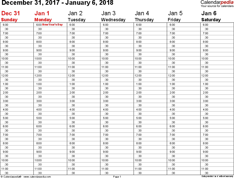 Weekly calendar 2018 for PDF   12 free printable templates