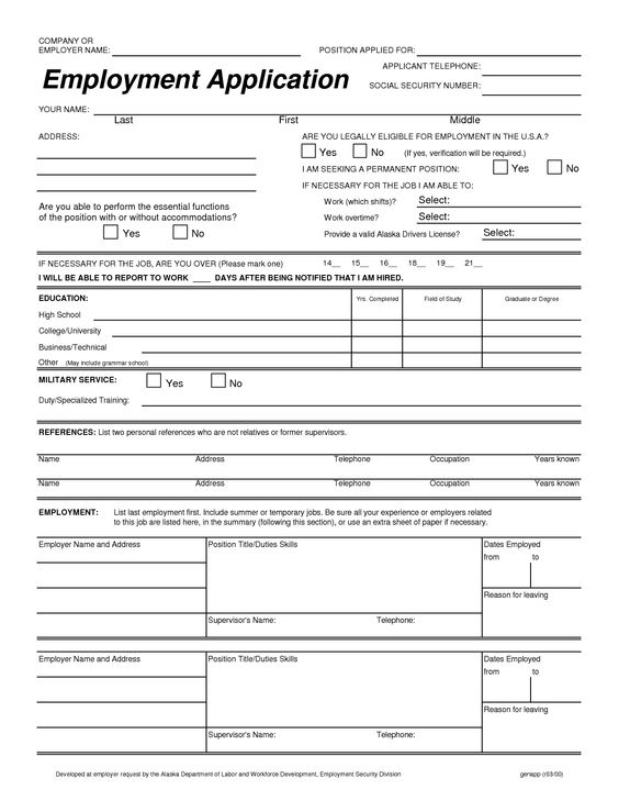 Free Application For Employment Free Blank Job Application Form 