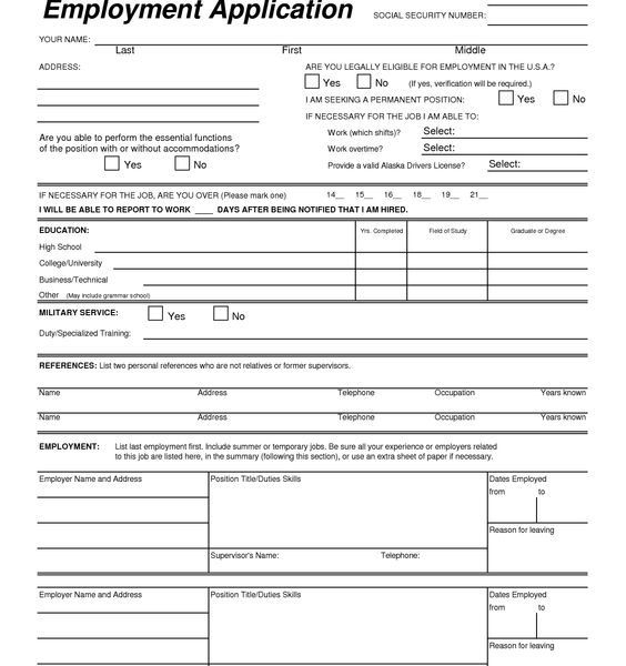 50 Free Employment / Job Application Form Templates [Printable 