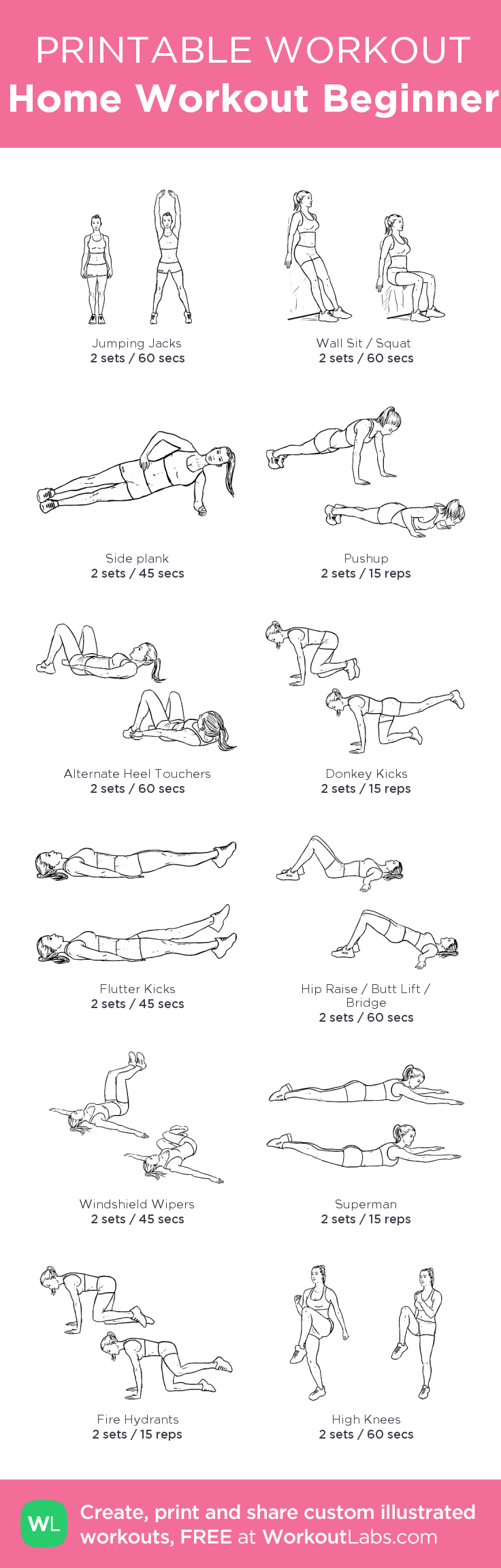 Home Workout for Beginner: my custom printable workout by 