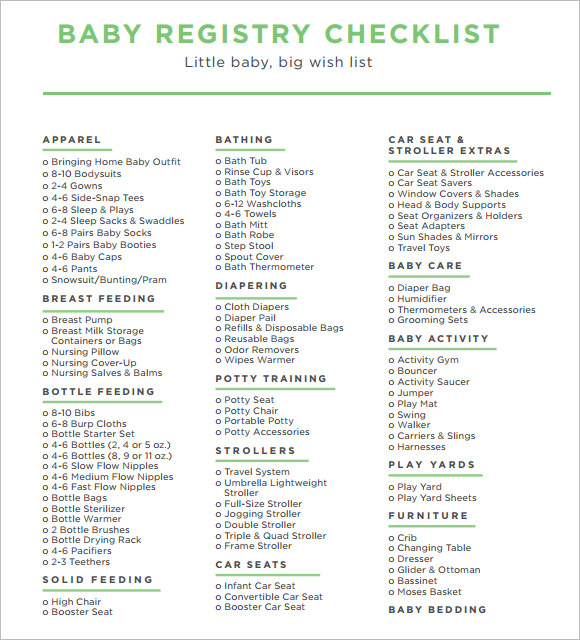 baby registry checklist 2022 pdf