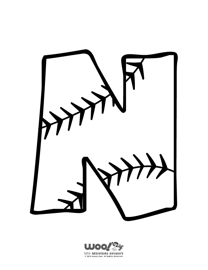 Printable Baseball Alphabet Letters Baseball Alphabet Letter N 