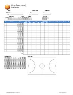 Free! Printable basketball stat sheet to keep track of players 