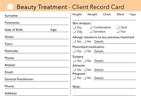 Nail Technician client record card template   Nail Lacquer UK