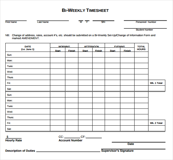 biweekly timesheet template   Demire.agdiffusion.com