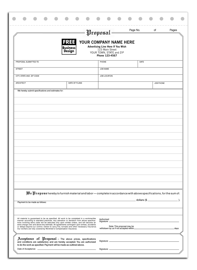 Printable Blank Bid Proposal Forms |  Forms Sample Written 