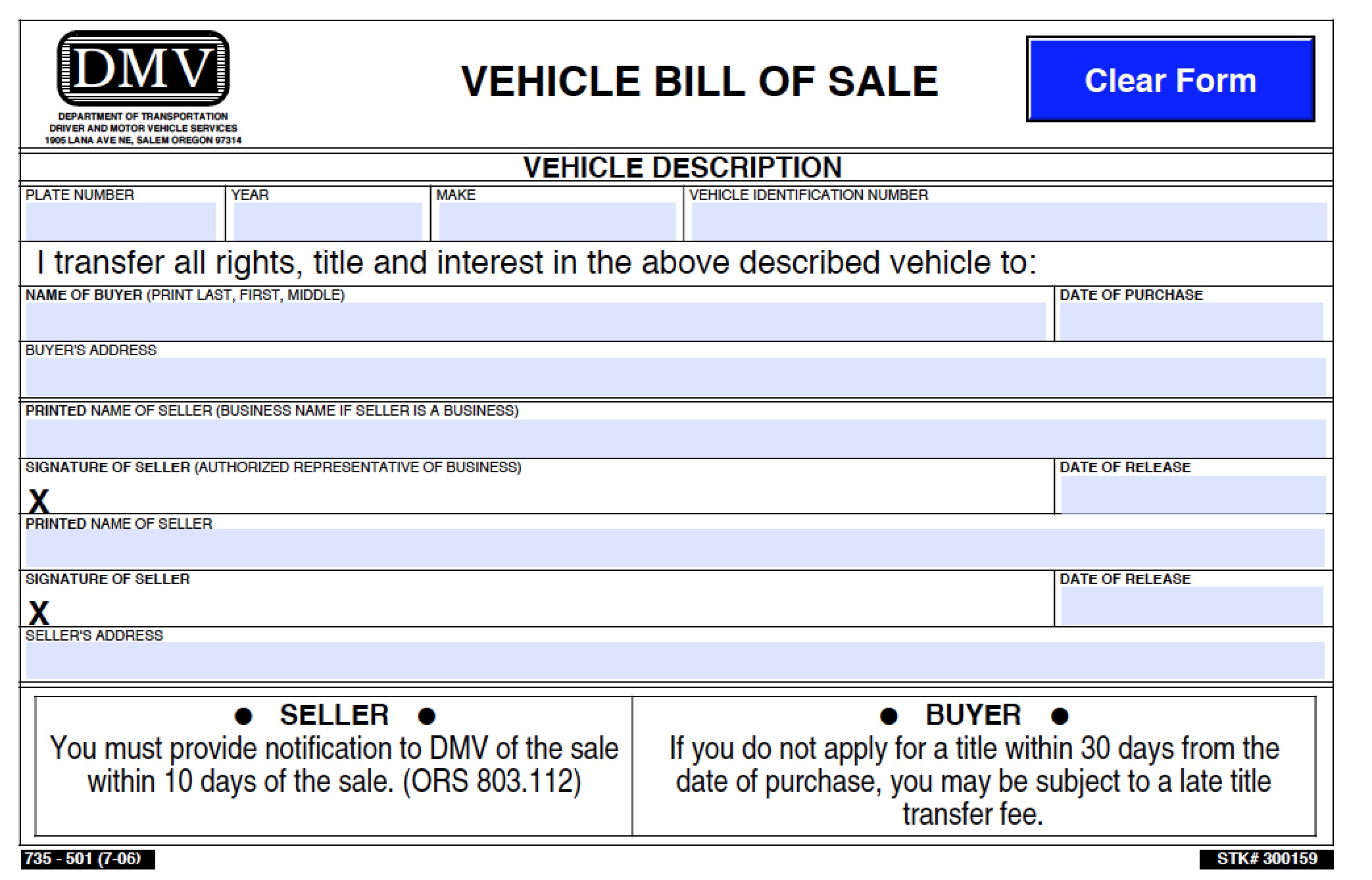 Printable Bill Of Sale Oregon shop fresh