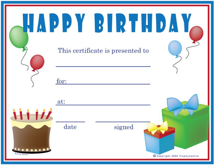 Birthday (Boy) Certificate | Happy Birthday | Pinterest | Gift 