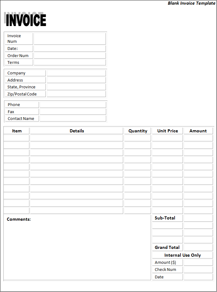 Blank Invoice To Print Blank Invoice Meloin Tandemco | BHVC