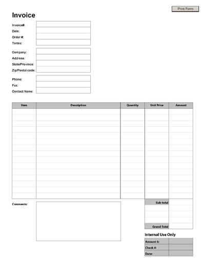 Free Printable Invoice Template Free Printable Invoice Forms 8 