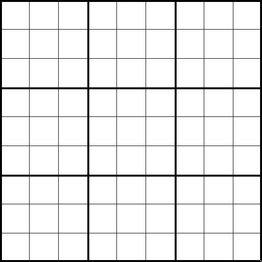 Blank Sudoku Grid