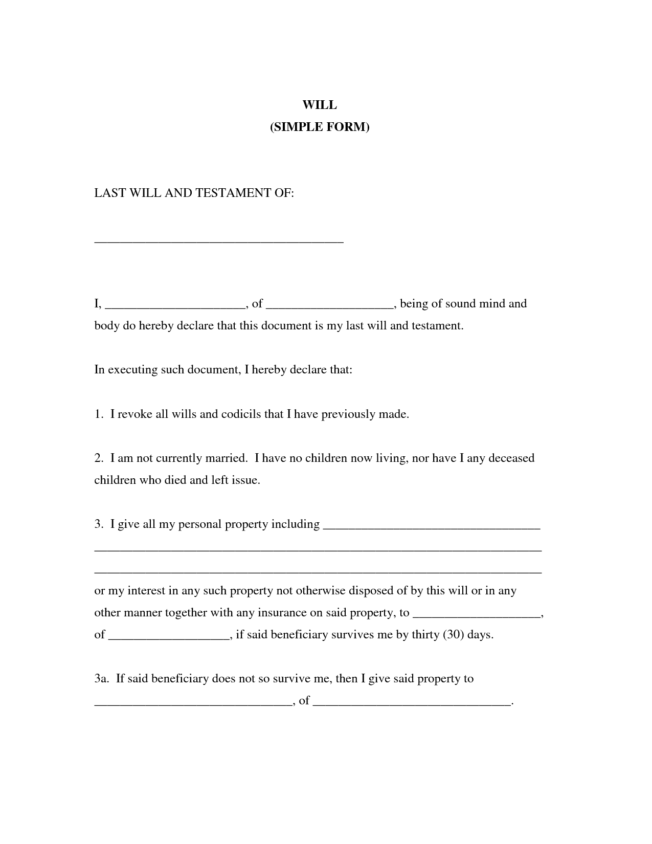 free printable living will blank form   Erkal.jonathandedecker.com