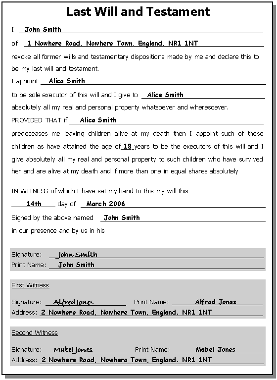Last Will And Testament Blank Forms   Fill Online, Printable 
