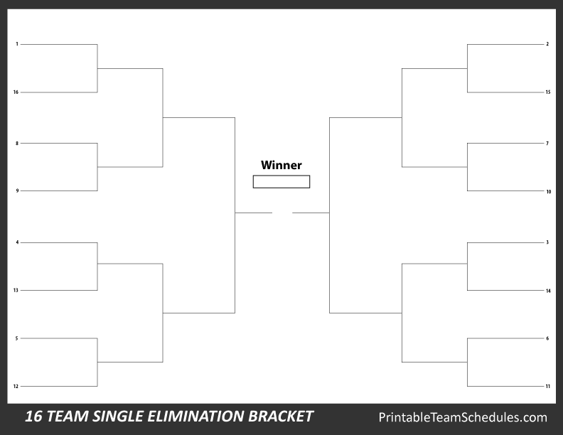 Single Elimination Tournament Brackets   Printable