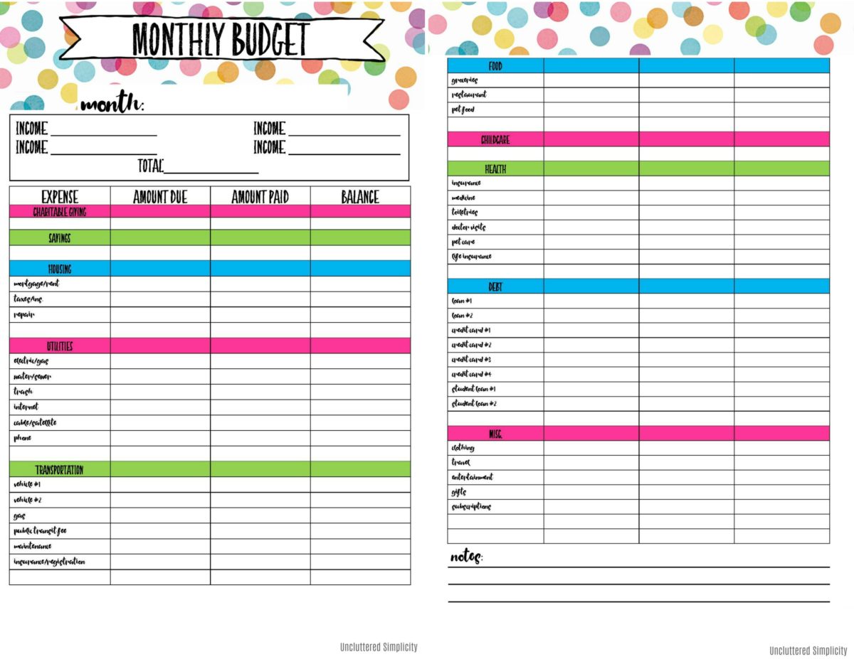 Free Monthly Budget Template   Frugal Fanatic