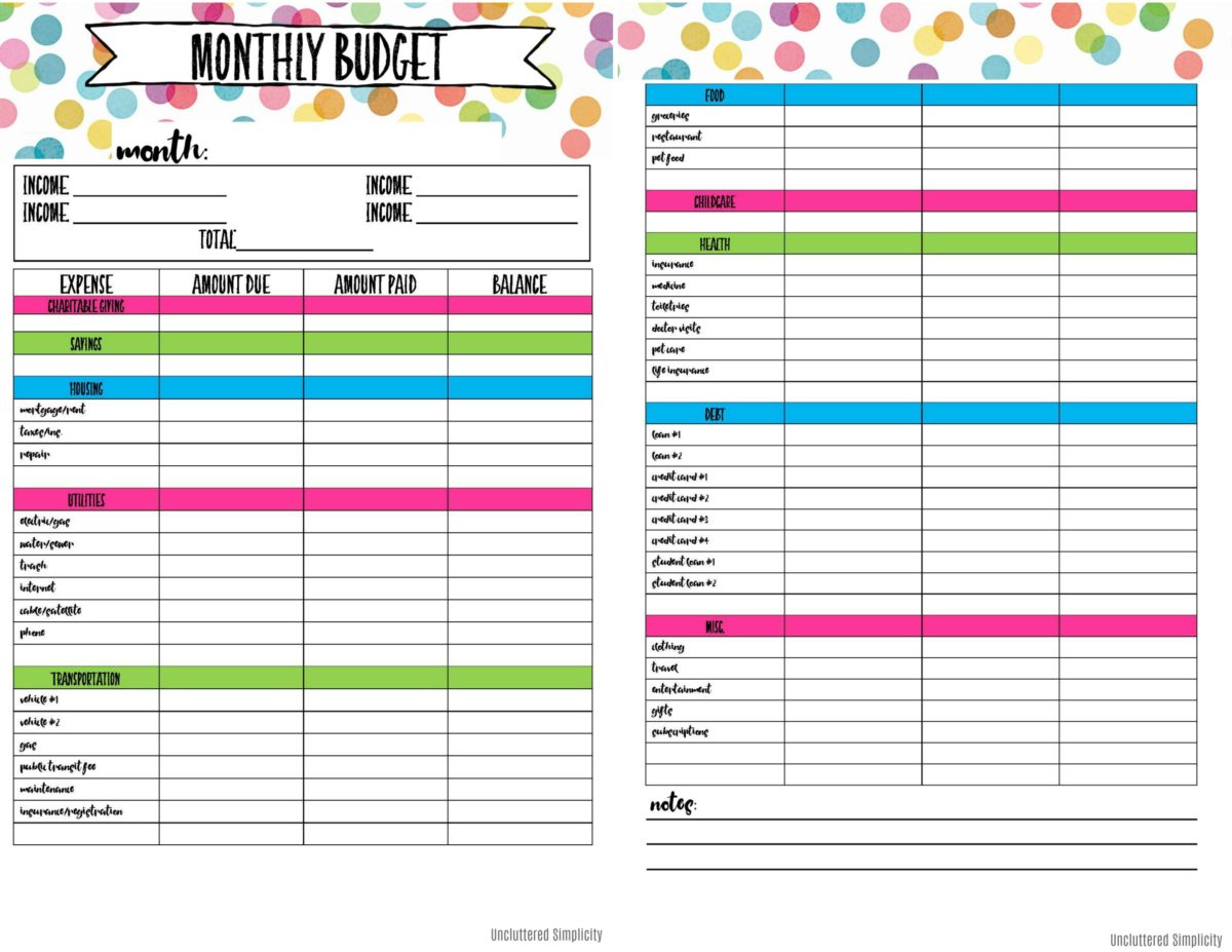 budget planner calendar 2018 2019