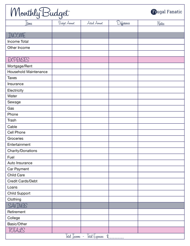 Free Budget Planner Printable   Printable Finance Planner