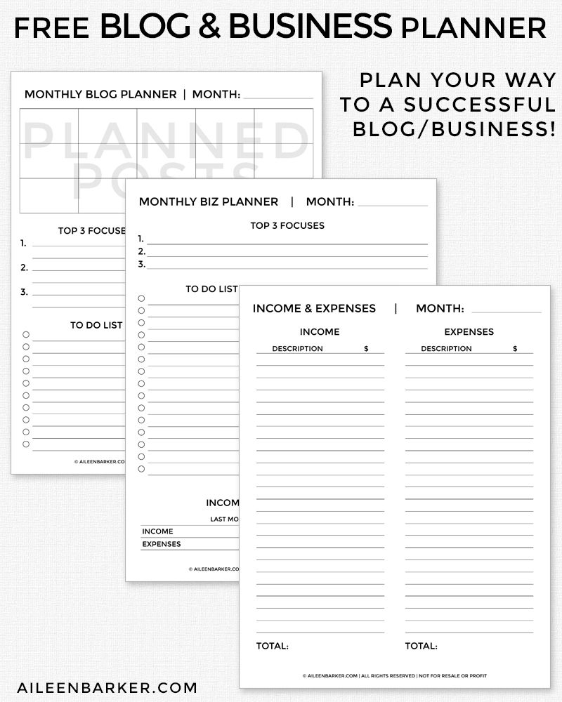 FREE Blog and Business Planner Printable | Blogging | Pinterest 