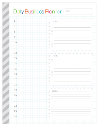 Free Printable: Daily Business Planner Page in Grid Style 