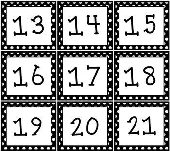 Black & White Polka dot Pocket Chart or Wall Calendar Set 