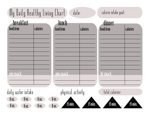 Printable Calorie Charts | Weekly printable calorie chart 