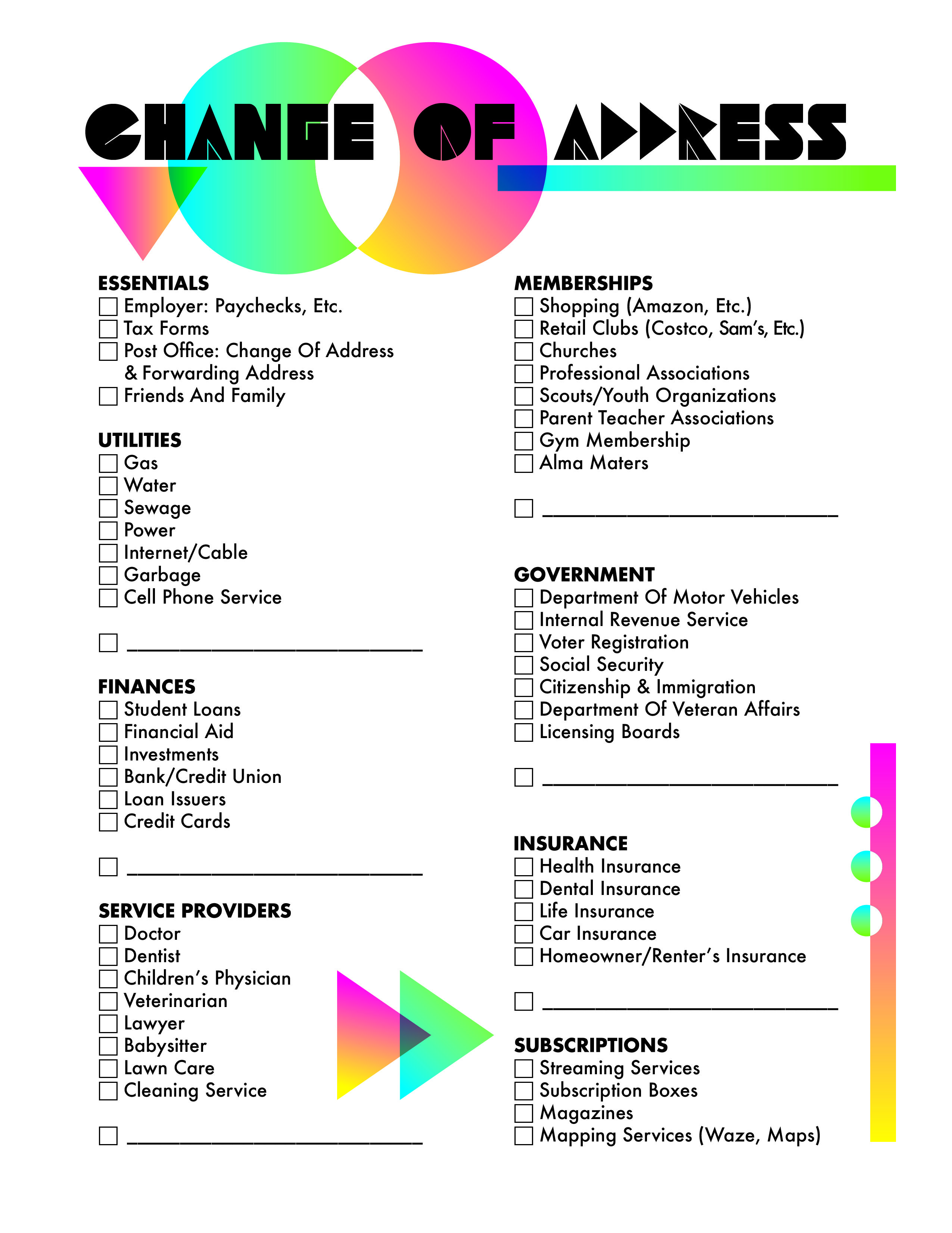 Free Moving Checklist Printable | This change of address template 