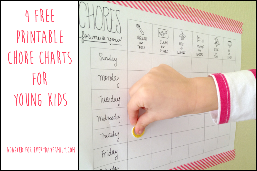 4 Free Printable Chore Charts for Young Kids   EverydayFamily