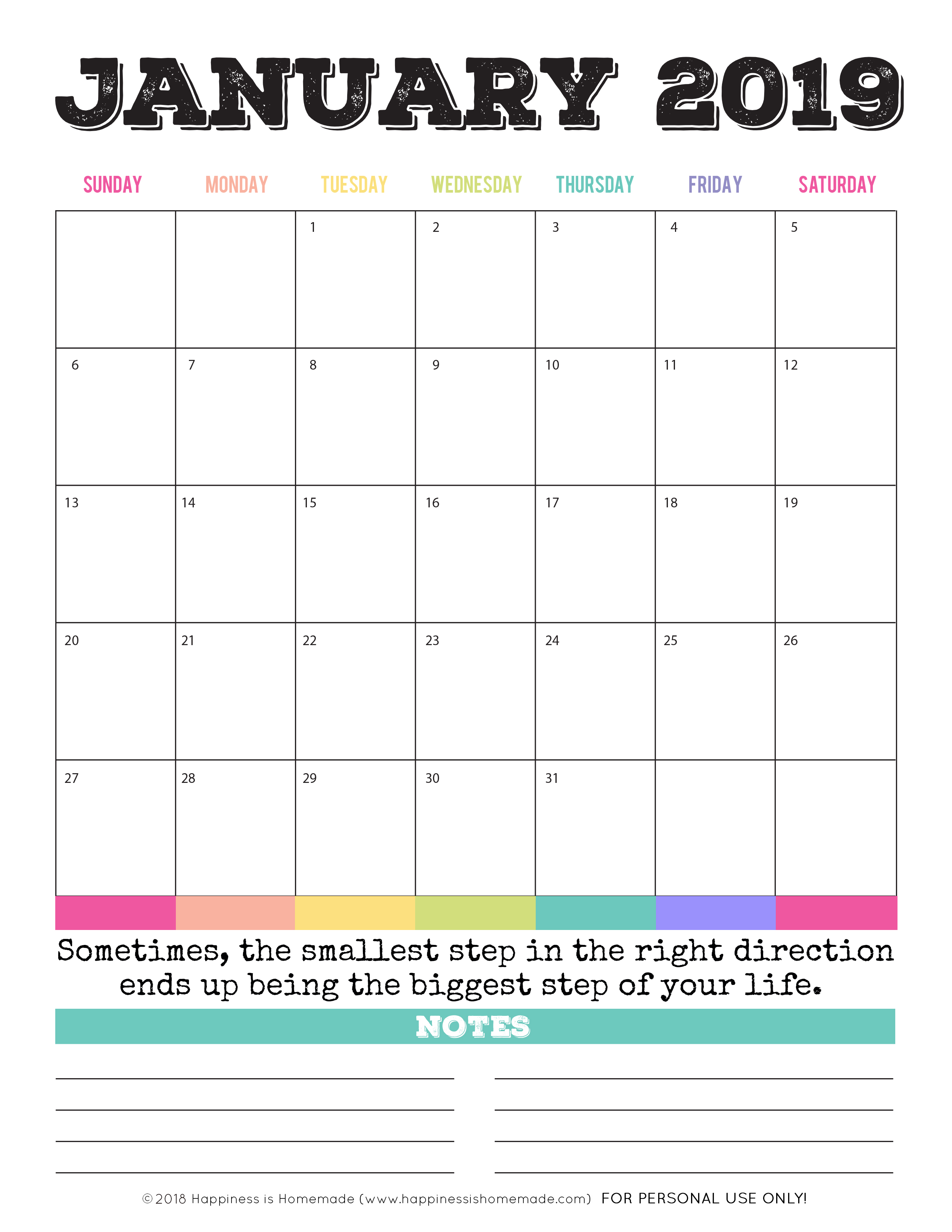 2018 2019 Free Printable Calendar   Printable Monthly Calendar 