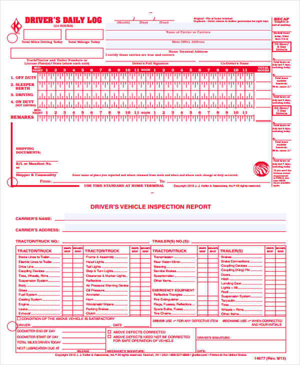 Printable Driver Log Sheets Shop Fresh