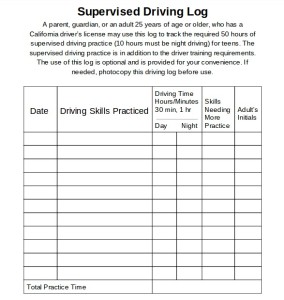 Printable Teen Driving Log   Varsity Driving Academy #1 Rated 