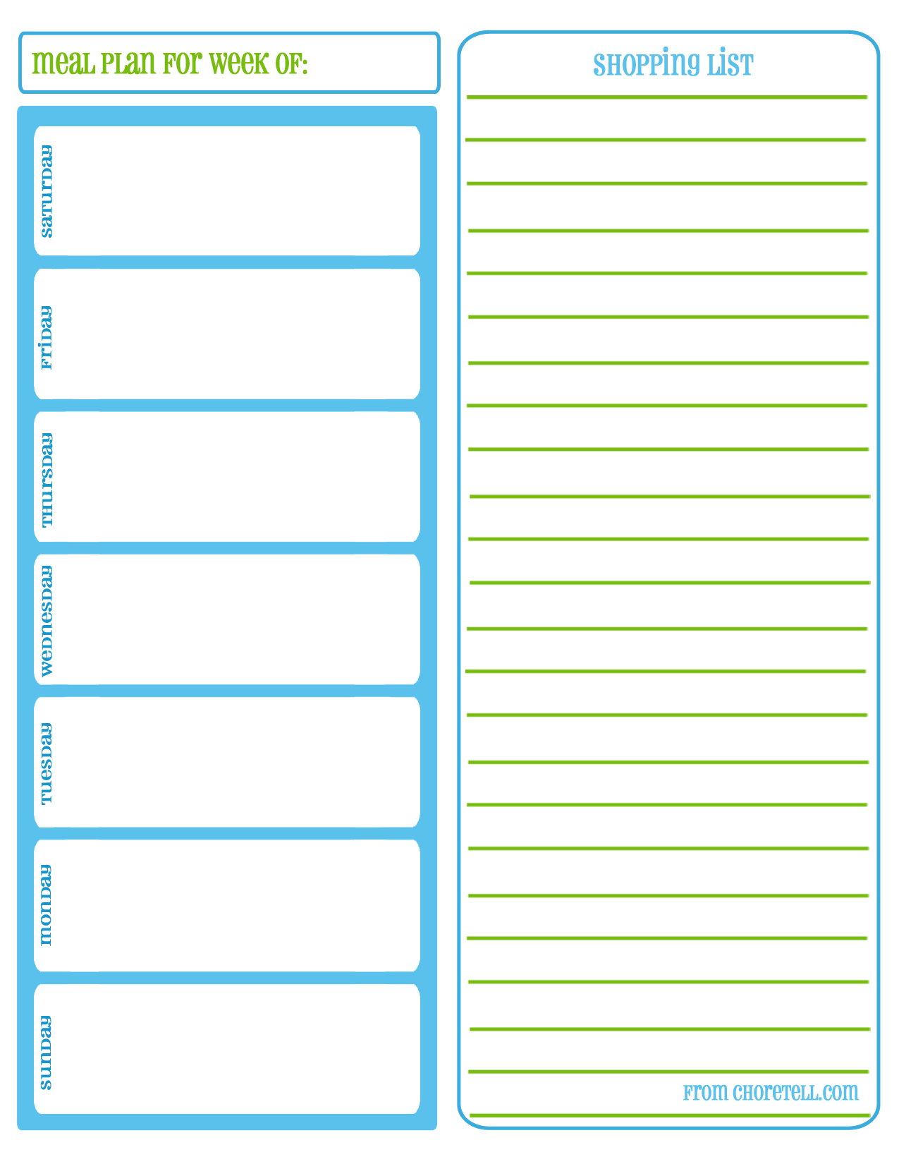 Printable Weekly Menu Planner Template Plus Grocery List