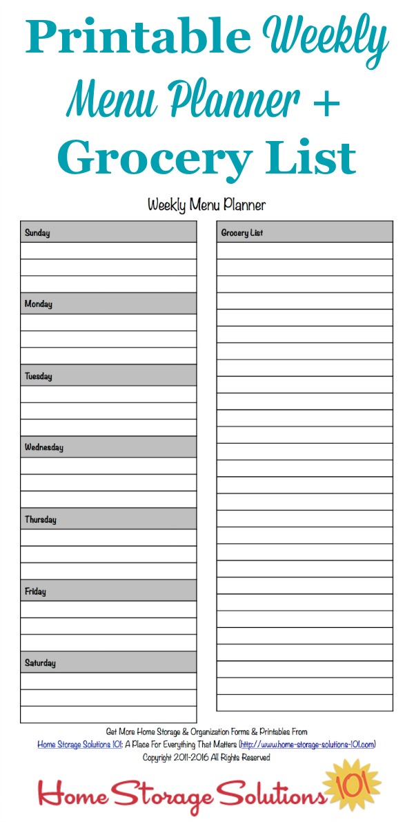 Meal Plan & Grocery List Printable   The Homeschool Village