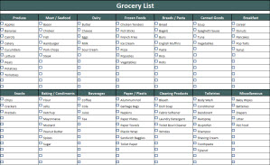 Blank Grocery Lists