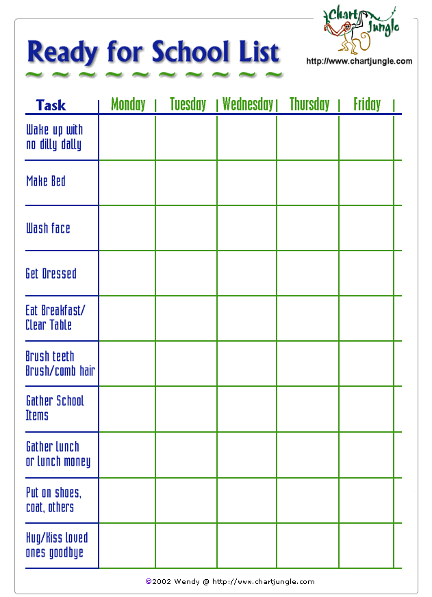 free printable homework charts for kids | Printable Charts and 