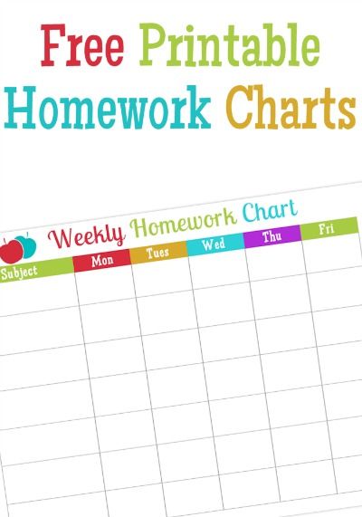 Free Printable Homework Charts | School | Pinterest | Homework 