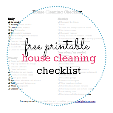 Printable House Cleaning Checklist