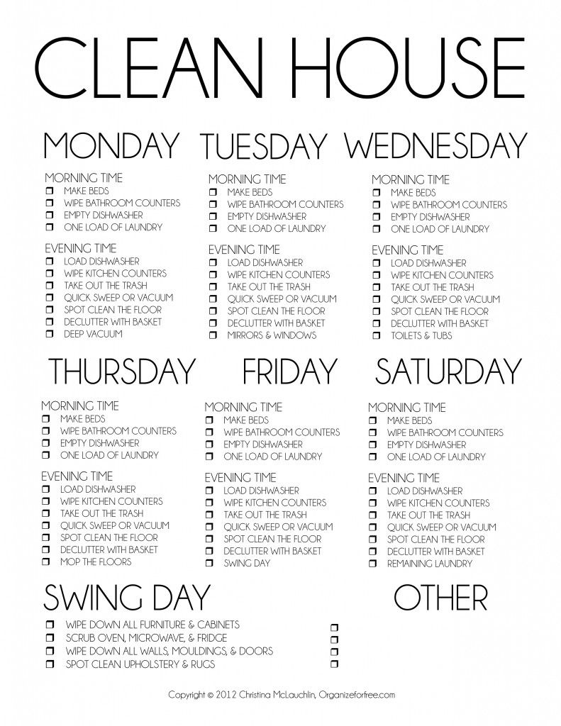 great daily cleaning schedule! | Household | Pinterest | Cleaning 