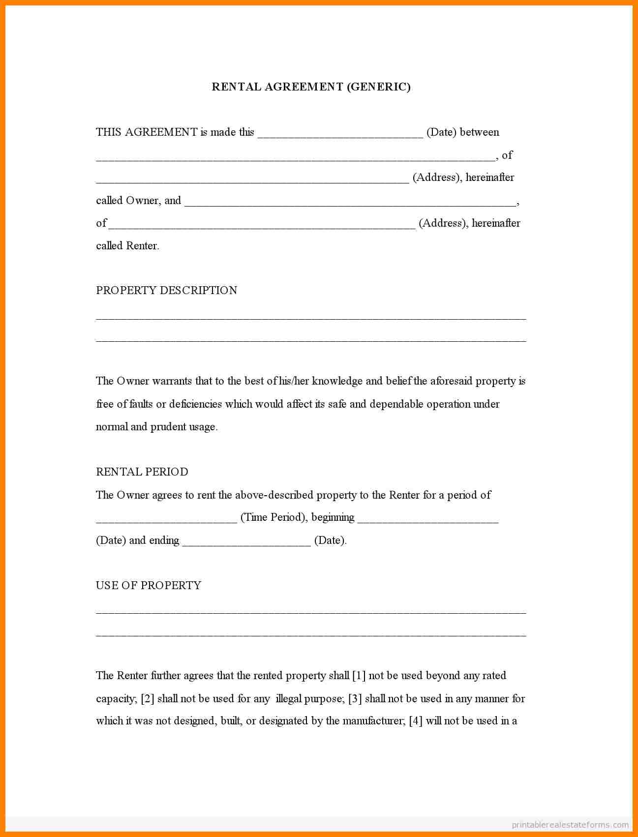 Printable Sample Residential Lease Form | Laywers Template Forms 