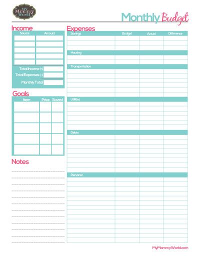 Free Printable Household Budget Form | Getting Your Home & Life in 