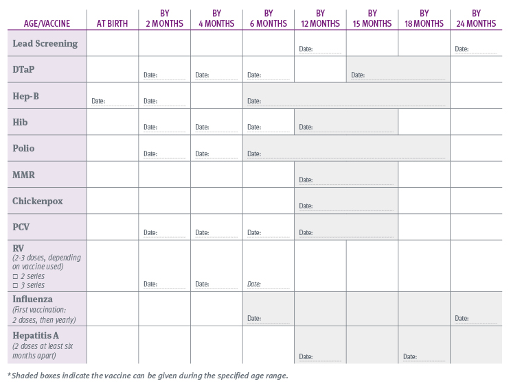 Printable Blank Immunization Chart