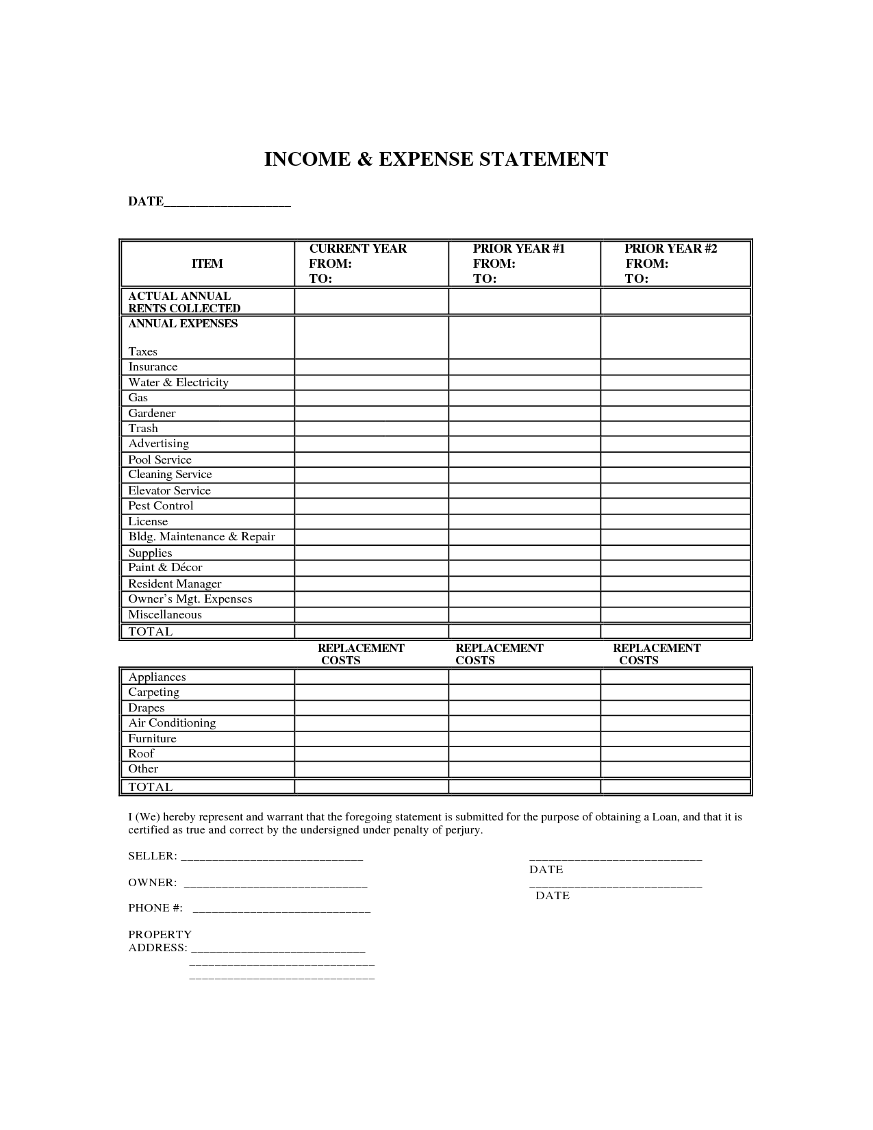 Blank Income Statement Template – emmamcintyrephotography.com