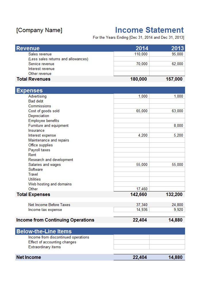 Printable Income Statement shop fresh